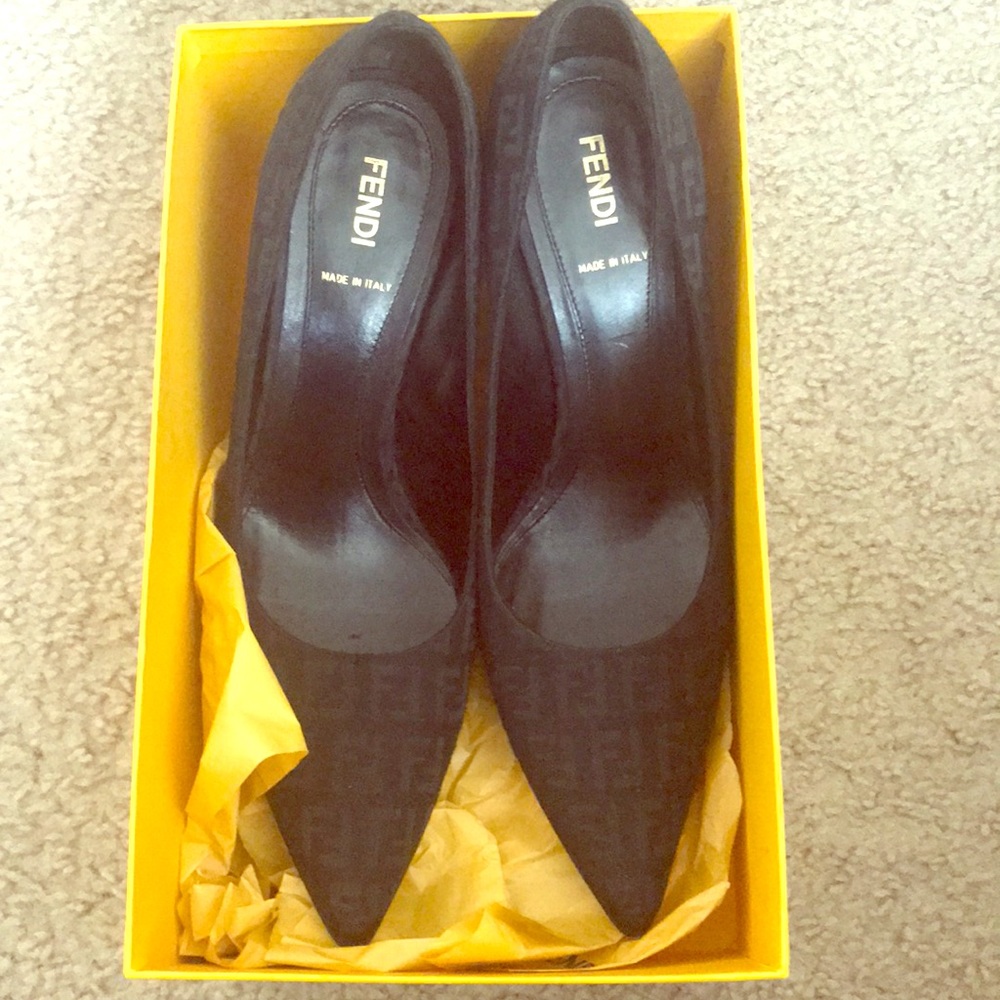 Fendi pointed-toe heels in black.